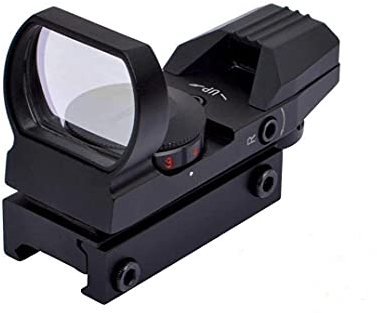 20 mm Airsoft Mehrspurige Taktische rote und grüne Zielpunkte mit 4 einstellbaren Markierungslinien und schwalbenschwanzförmiger Rotpunkt-Visierhalterung.