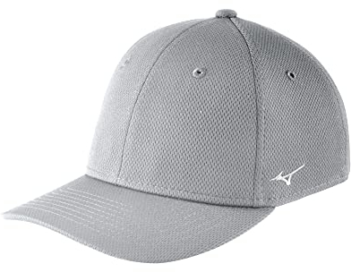 Mizuno Stretch Fitted Team Hat, Small/Medium, Grey