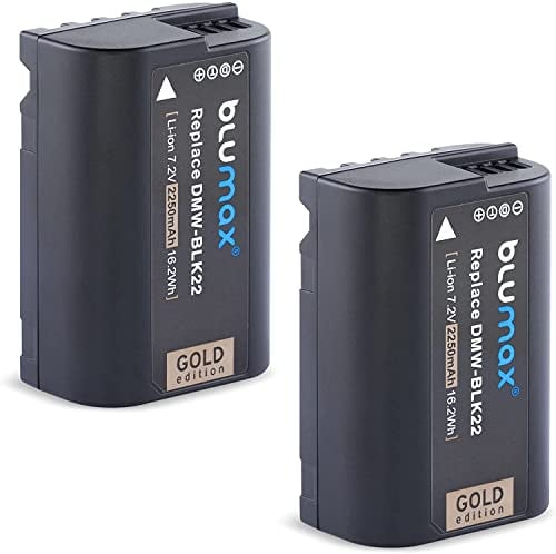Panasonic Blumax 2X Gold Akku s DMW-BLK22 BLK22E 2250 mAh 7,2 V 16,2 Wh kompatibel mit Panasonic DC S5 S5K G9 GH5 II GH5S