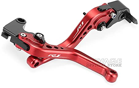 Brems- und Kupplungshebel für Yamaha YZF-R1 YZF R1 1999 2000 2001 Motorrad links rechts Hebel verstellbar 1 Paar (rot)