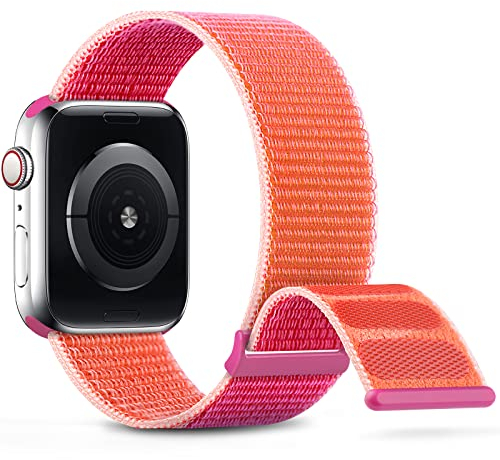 Jiamus Nylon Solo Loop Armband Kompatibel mit Apple Watch Armband 40mm 41mm 38mm 44mm 42mm 45mm,Verstellbare Elastisch Ersatz Sport Klett Armband für iWatch Series 9 8 7 6 5 4 3 2 1 SE Ultra/Ultra 2