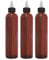 BRIGHTFROM Twist Top Applicator Bottles 8 OZ, Squeeze Empty Plastic Bottles, Black Nozzle, BPA-Free, PET, Refillable, Open/Close Nozzle - Multi Purpose (Amber) Pack of 3