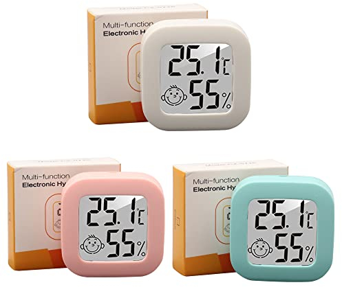 DIFCUL Mini Thermomètre Hygromètre Intérieur - Digital Thermo HygromèTre Indicateur Précision D'ambiance Moniteur de Température et Humidimètre - Pour maison bureau serre mini hygromètre(3pcs)