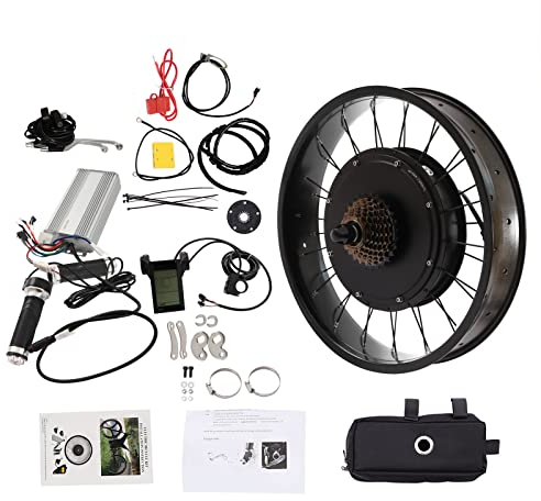 Lightakai Elektrofahrrad-Umrüstsatz, 1500W 48V Snow Bike Ebike Umbausatz Rad hinten drehen Nabenmotor mit LCD Display, 5-Gang Schwungrad und Controller Tasche geeignet für Fahrräder mit 20in Reifen