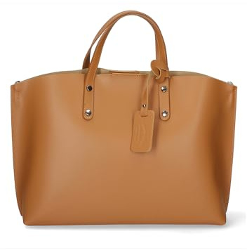 Gave Lux Handtasche Damen Leder Shopper & Tote Bag Umhängetasche, Made in Italy, 48x31x11 cm, GLX22209423FBG
