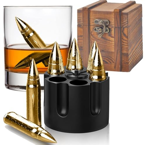 Wiederverwendbare Eiswürfel, Whisky Steine, Edelstahl Eiswürfel Edelstahl-Eiswürfel mit High Cooling-Technologie, verwendet für Whisky, Wodka, Likör, Wein, Geburtstagsideen für Papa ihn Freund Ehemann