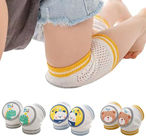 DZOZO 3 pares de rodilleras para bebé, protectores de rodilla para caminar, calentadores de piernas, rodilleras de bebé para gatear, calcetines para gatear, protectores de piernas para niños pequeños,