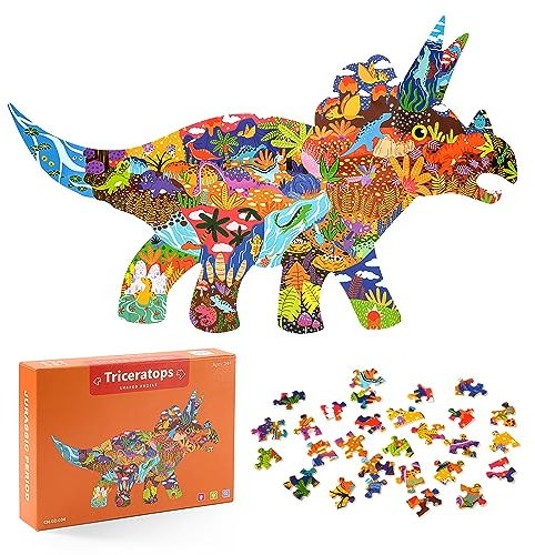 Dinosaurier Puzzle Kinder, 150 Teile Jigsaw Puzzle Triceratops, Tier Puzzle Pädagogisches Spielzeug Geschenk für Kleinkinder Jungen Mädchen ab 3 4 5 6 7 8 9 10 Jahren