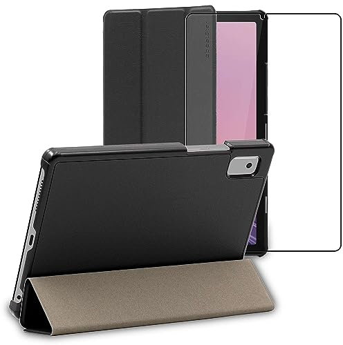 ebestStar - Funda para Lenovo Tab M9, Carcasa Capa, Slim Case Protectora, Tapa Magnetica Cuero PU, Negro + Cristal Templado