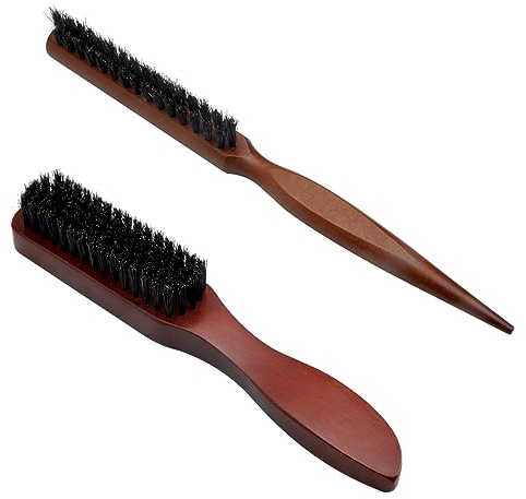 HENGBIRD HaarbüRste Wildschweinborsten, 2 HaarbüRste BartbüRste Wet Brush Sleek Bun BüRste Wildschweinborsten BüRste Teasing Hair Brush Tail Comb Professional Salon Kamm Reduziert Haarbruch