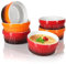 COM-FOUR® 6x Ragout Fin Bowl - Moules allant au four en rouge et orange - Bol à crème brûlée - Bol à dessert de 250 ml chacun - Passe au lave-vaisselle