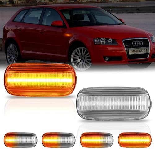OZ-LAMPE Intermitente Lateral Dinamicos LED para Audi A3 S3 8P A4 S4 RS4 B6 B7 B8 A6 S6 RS6 C5 C7 A8 D3 TT 8J Roadster, Luce Intermitente Lateral,Indicador Laterales con Canbus, 2 Piezas