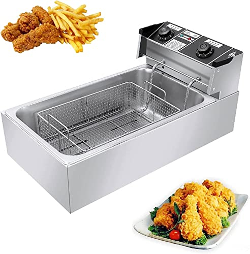 Friteuse électrique 3200 W, friteuses en acier inoxydable 22 L avec température réglable de 50 à 300 °C, panier amovible facile à nettoyer, pieds antidérapants, pour usage commercial