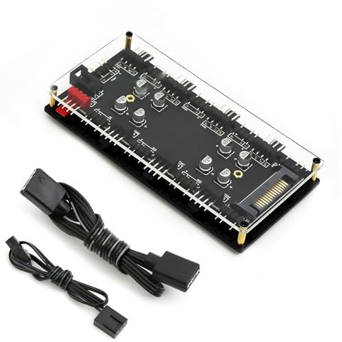 HATMINI ARGB And PWM Hub,8 Way 5V 3 Pin ARGB HUB and 8 Way 4 PIN Cooling Fan PWM Hub With Acrylic Shell And 3M Adhesive,Used to Expand the Motherboard Fan And ARGB Interface