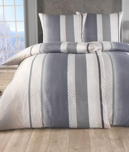 MALIKA 4 teilige kuschelige Baumwolle Soft Fein Biber Bettwäsche 135x200 + 80x80 Kissenbezug, flauschig warme Winter Bettbezug, Größe:2X 135x200 + 2X 80x80, Design - Motiv:Design 2