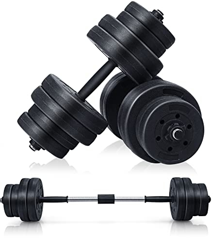 KOMFOTTEU Manubri Palestra 30 kg, Set Pesi Palestra Casa 2 in 1, Manubri Regolabili con Tubo di Collegamento Multifunzione e Professionale per Uomini e Donne, Bilanciere Palestra per Fitness
