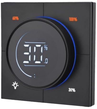 Paociuro 1 PCS Infinite Knob Dimmer Regulator Zigbee 3.0 PC Panel Wall Light Switch 150-300W AC 110-240V Digital LCD Yandex(Black)