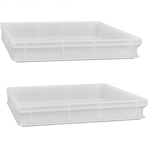 Sicignano | Set 2 Vaschetta Cassetta Service per Impasti 60x40x7h cm con Fondo e Pareti Chiuse, Capacità 13 litri, Impilabile, Bianco, Polietilene Alimentare Lavabile in Lavastoviglie