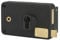 FTH - Boitier de serrure horizontale applique AH70, trou de cylindre, fouillot, ouverture gauche, coffre 140x88mm, axe 55mm, entr'axe 60mm, carré 7mm, coffre noir mat, fouillot et pênes laiton