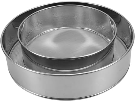 ABOOFAN 2pcs Stainless Steel Flour Sieve Sifter for Baking Drum Sieve for Mashed Potato Baking Round Sifter Kitchen Flour Sieve Sifter Strainer Flour Mesh Sieve Baking Filter Sugar Sieve