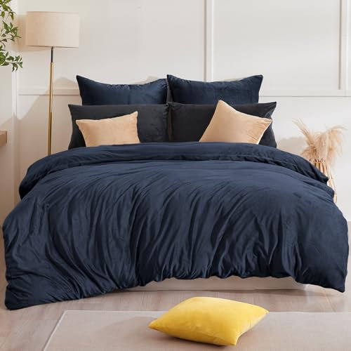 Beqnat Winter Flanell Bettwäsche 135x200 - Warme Flauschige Teddy Plüsch Bettwäsche Sets Cashmere Touch Winterbettwäsche Fleece 1 Bettbezug + 1 Kissenbezug 80x80 mit Reißverschluss, Blau