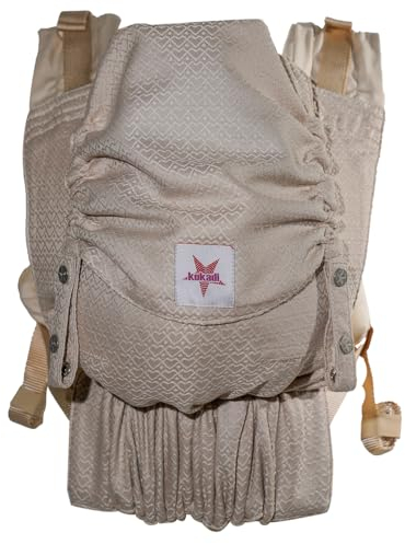 KOKADI Babytrage Flip Heart2Heart Cream (Unisize) – Ergonomisch & sicher, handgefertigt aus 100% Bio-Baumwolle – Ab Geburt bis 15 kg, einfach anzulegen, ideal für den täglichen Gebrauch – Beige