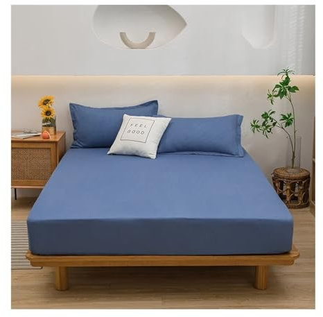 CSSHNL Spannbettlaken Bett-Spannbettlaken, elastische Laken, for Einzelbett, Doppelbett, Doppelbett, King-Size-Bett, Super-King-Size-Bett, weich Spannbetttuch(Dark Blue,120cmX200cm)
