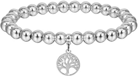 Eigso Argent Arbre de vie Bracelet extensible pour femme Homme Vintage Mode Alliage Perles Bracelet pour femme Homme
