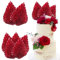 Ephlyn 6Pcs Paper Palm Leaves Fan Cake Toppers Palm Leaf Fan Cake Picks Craft DIY Fan Cupcake Toppers Palm Spear Leaves Cake Decorations for Baby Shower Wedding Birthday Party Supplies Bright Red