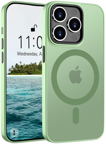 Andwing für iPhone 11 Pro Max Hülle Magnetisch [Kompatibel mit MagSafe] Matt Anti-Fingerprint Schutzhülle – Stoßfest Militärstandard (MIL-STD-810G), Ultradünn für iPhone 11 Pro Max-Hellgrün