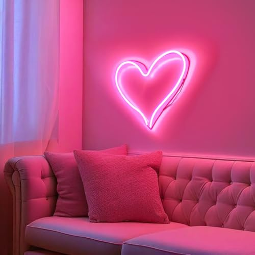 Enseigne néon Coeur rose mural usb