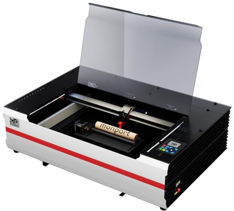 Monport Reno 65W CO2 Laser Graviermaschine, 600x400mm Desktop Laser Cutter mit Semi-Autofokus, Neu entwickelte Laserröhre, Duales Arbeitsbett, Präzision&Effizienz CO2 Laser für Holz Metall Acryl