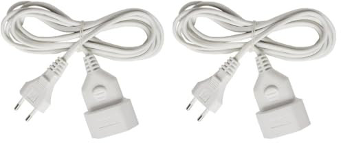 Brennenstuhl Kunststoff-Verlängerungskabel (Verlängerungskabel für den Innenbereich, 5m Kabel, mit Euro-Stecker und Kupplung) weiß (Packung mit 2)