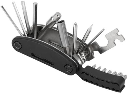 Herramienta profesional de reparación de bicicletas portátil 20 en 1 con diseño integrado para mantenimiento de emergencia, camping, viajes (negro)