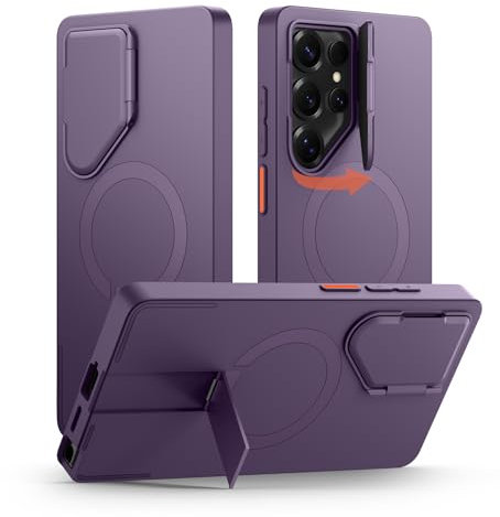 SURITCH Magnetisch Hülle Kompatibel mit Samsung Galaxy S25 Ultra 5G Handyhülle mit Metall Ständer & Kameraschutz Stoßfest Schutzhülle Kratzfest Case für Galaxy S25 Ultra (Lila)