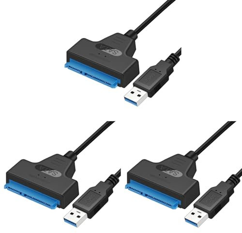 Qupdjxukis 3X Câble USB Sata Adaptateur Sata 3 vers USB 3.0 Câble Adaptateur USB Sata Prise en Charge du Disque Dur Ssd HDD 2,5 Pouces