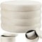 tectake® Hocker mit Stauraum, XL Scandi Sitzhocker Samt Stoff, Pouf, Polsterhocker rund für Schminktisch, Wohnzimmer Möbel, als Flur Möbel, Stauhocker Wohnen, Ø 67 x 42 cm - Samtoptik Creme-weiß