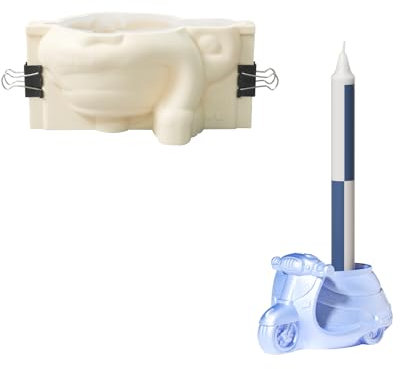 BOOWAN NICOLE Bougeoir vintage en silicone pour moto - Moules en silicone - Moule à bougie pointue Jesmonite - Moule en plâtre - Long support de bougies en silicone pour décoration