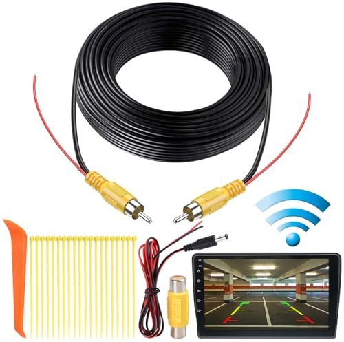 LbsAMP Cable de Extensión para Cámara de Marcha Atrás 6M Universal Alargador de Cable RCA Video para Conectar Monitor y Cámara de Visión Trasera con Conector Hembra Hembra y Cable de Alimentación DC