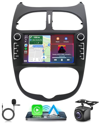 LICHENGTAI Android 13 Autoradio für Peugeot 206 206CC Cirteon C2 2002-2010 mit Wireless Carplay Android Auto, 7 Zoll Touchscreen Radio mit GPS WiFi Bluetooth Rückfahrkamera SWC FM/RDS, 2+32G