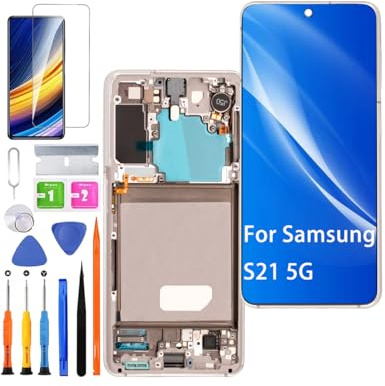 Écran pour Samsung S21 G991B TFT Blanc avec Cadre | Sans Empreintes Digitales,avec Kit de réparation,TFT LCD,Affichage HD,Remplacement d'écran,pour Modèle:G991B/DS G991U
