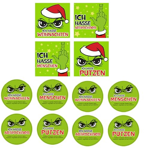Annastore 8 x Magische Handtücher Festtags-Muffel - 30 x 30 cm - Baumwolle | Anti Weihnacht Magisches Handtuch - Kleine Gästehandtücher für Weihnachtshasser - Freche Gästetücher