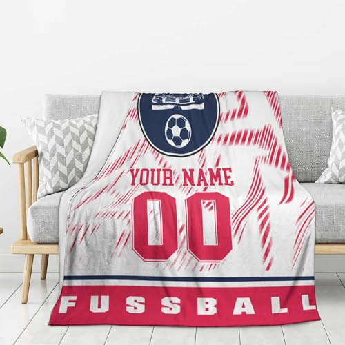 Generisch Leipzig Personalisierte Kuscheldecke,Leipzig Decke mit Namen, Nummer & Teamlogo,Personalisierte Geschenk für Fußball Fans - Flauschige Weiche Decke für Stadion, Couch & Wohnzimmer