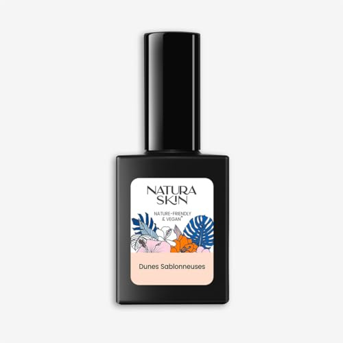 Natura Skin - Vernis à Ongles Noir Permanent Brillant - HEMA FREE Tenue 7 Jours Séchage Rapide Manucure Française - 15 ML (Dunes Sablonneuses)