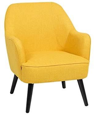 Trendy Polstersessel Cocktailsessel Schwarze Beine Gelb Loken