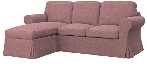 Soferia Kompatible Ersatzbezug fur EKTORP 2er-Sofa mit Recamiere, Stoff Naturel Coral (FLECKENBESTÄNDIG), Orange