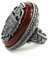 costumebase Dracula Crest Ring Karneol Blutstein Antik Gold/Silber (US 12, Silber)