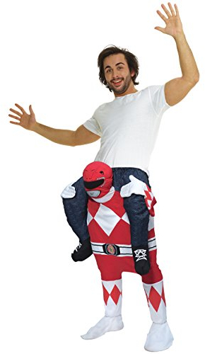 Morph Rotes Power Ranger Huckepack Kostüm für Erwachsene, Lustiges Faschingskostüm Damen Herren