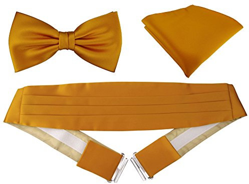 TigerTie Kummerbund Einstecktuch Satin Fliege in gelborange - Schärpe Leibbinde