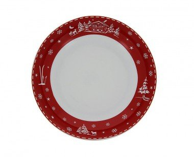 Lot de 6 Assiettes creuses Chalet rouge
